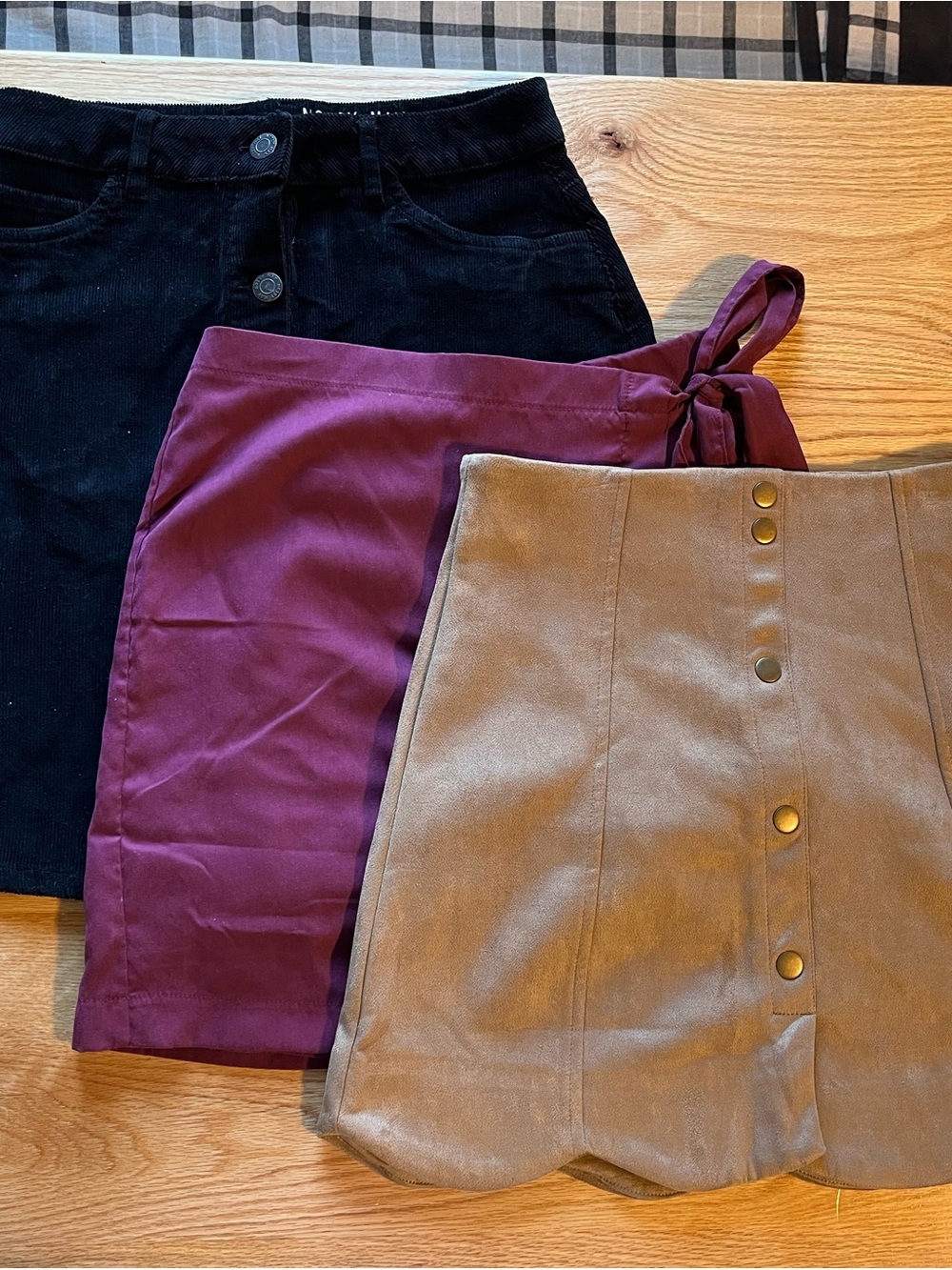 Noisy May & HYFVE Mini Skirts in Black, Burgundy, Taupe